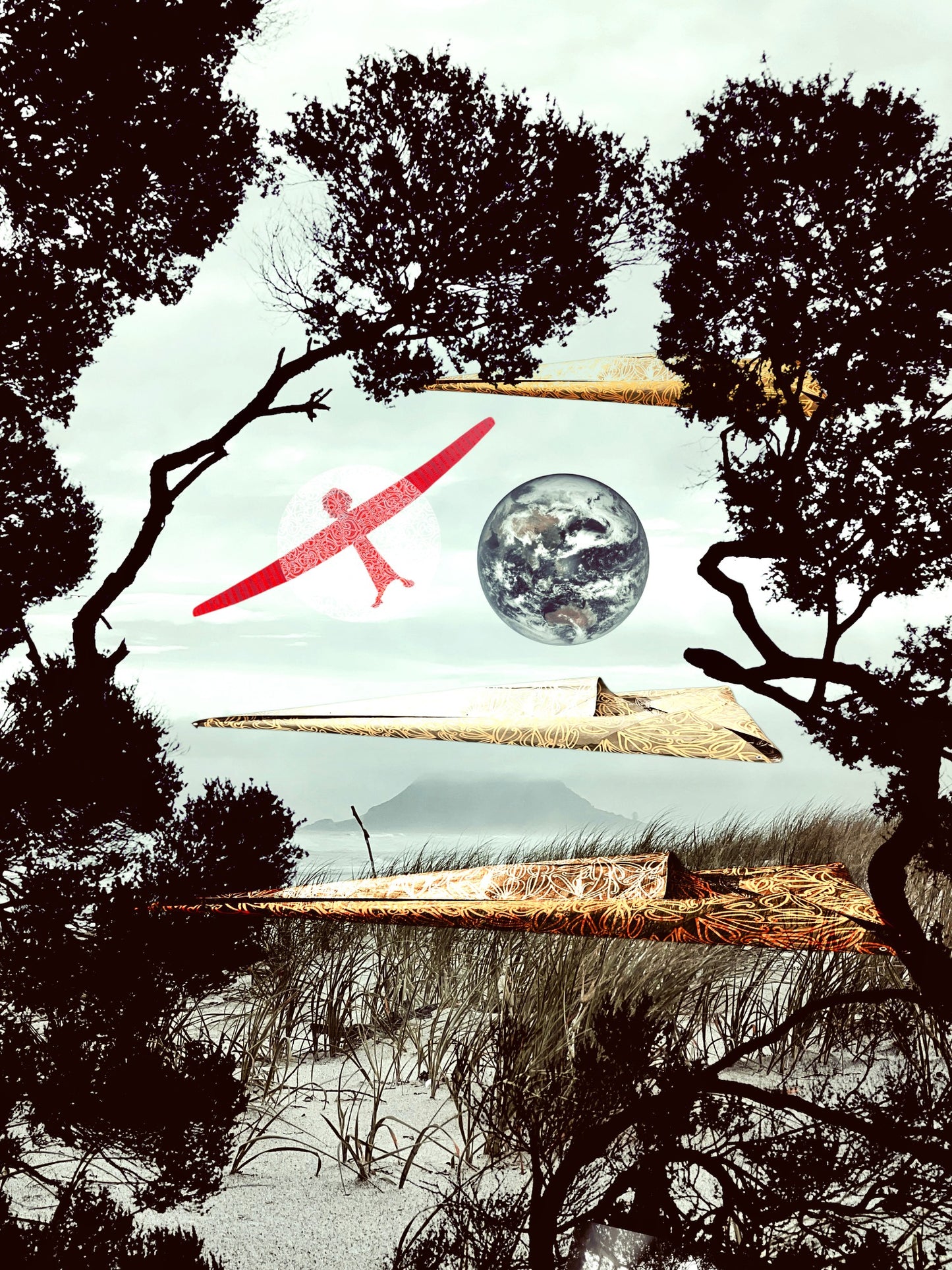 Digital collage printed on vinyl by Tracey Tawhiao